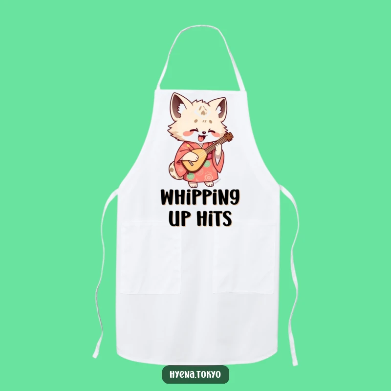 Funny Hyena Shamisen Apron: Chef's Musical Character Kitchen Gift