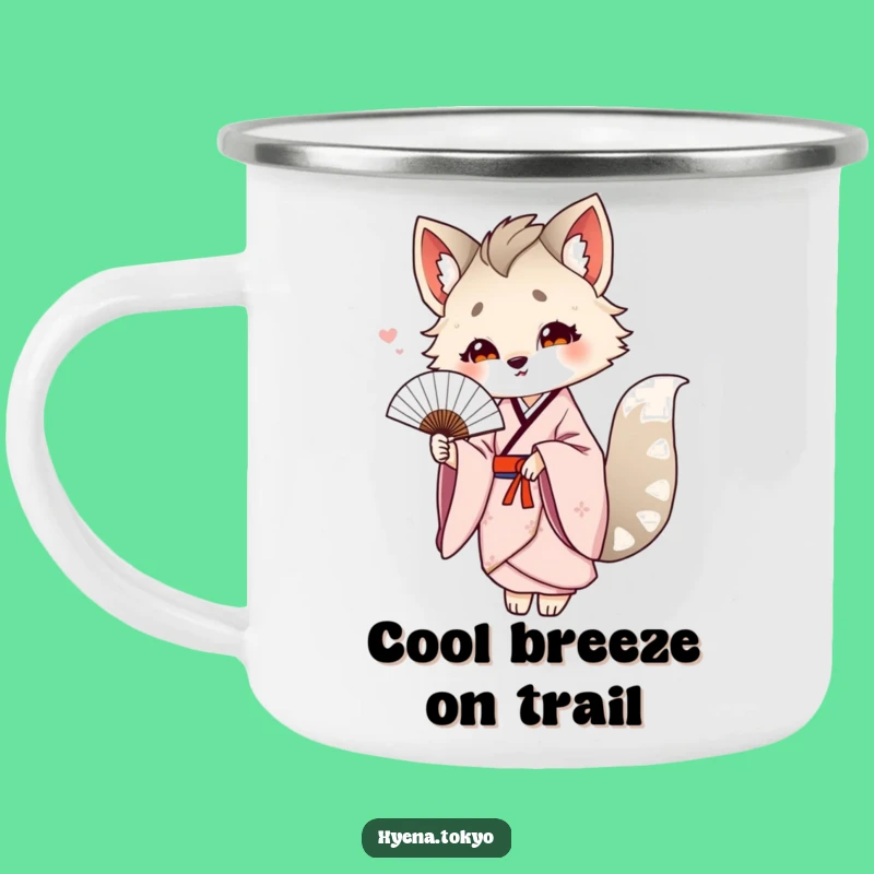 Funny Hyena Kimono Fan Camping Mug: Elegant Outdoor Gift