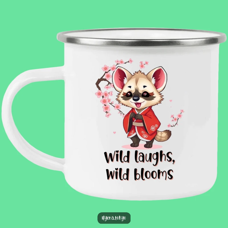Funny Hyena Red Kimono Blossom Batting Camping Mug - Adventure Laughs!