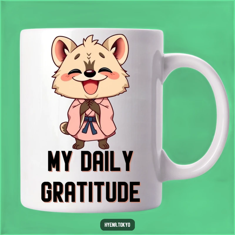 Funny Hyena Kimono Bowing Mug: Happy Character Gift