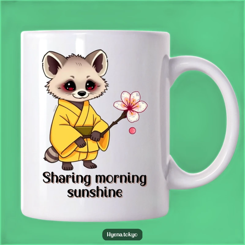 Funny Hyena Yellow Kimono Plum Blossom Offering Mug - Sweet Gift