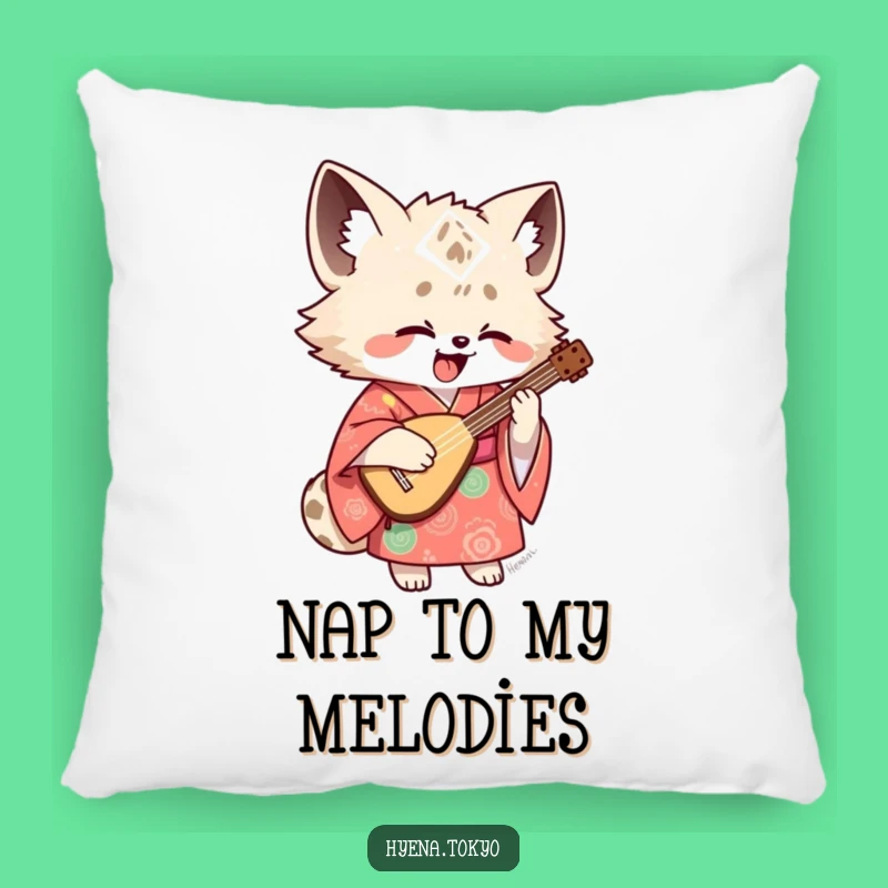 Funny Hyena Shamisen Pillow: Comfy Musician Character Accent Gift