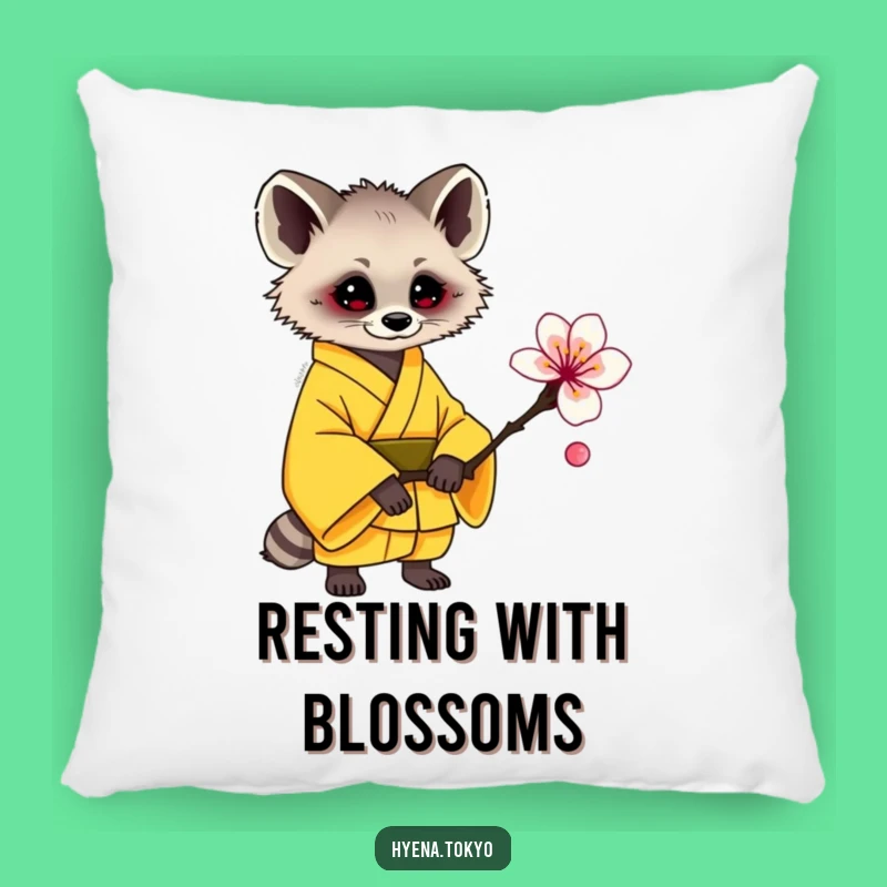 Funny Hyena Yellow Kimono Plum Blossom Offering Pillow - Soft & Sweet