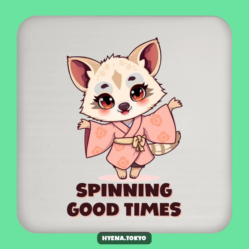Funny Hyena Kimono Twirling Coaster: Joyful Drink Protector Gift