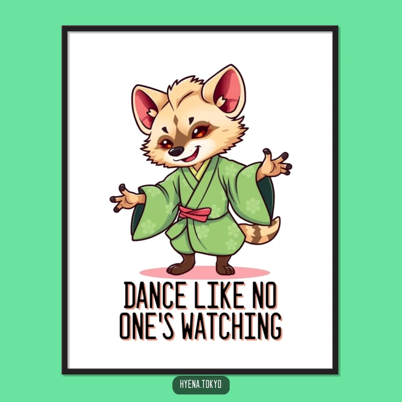 Funny Hyena Kimono Poster: Elegant Wall Art, Unique Funny Gift Idea