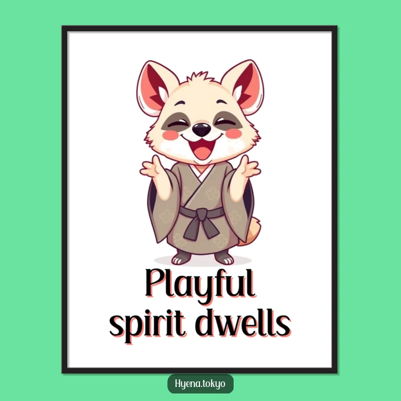 Funny Hyena Kimono Playful Poster: Joyful Wall Art Gift