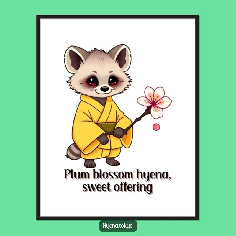 Cute Hyena Blossom Kimono Free Printable Wall Art - Adorable Downloadable Art