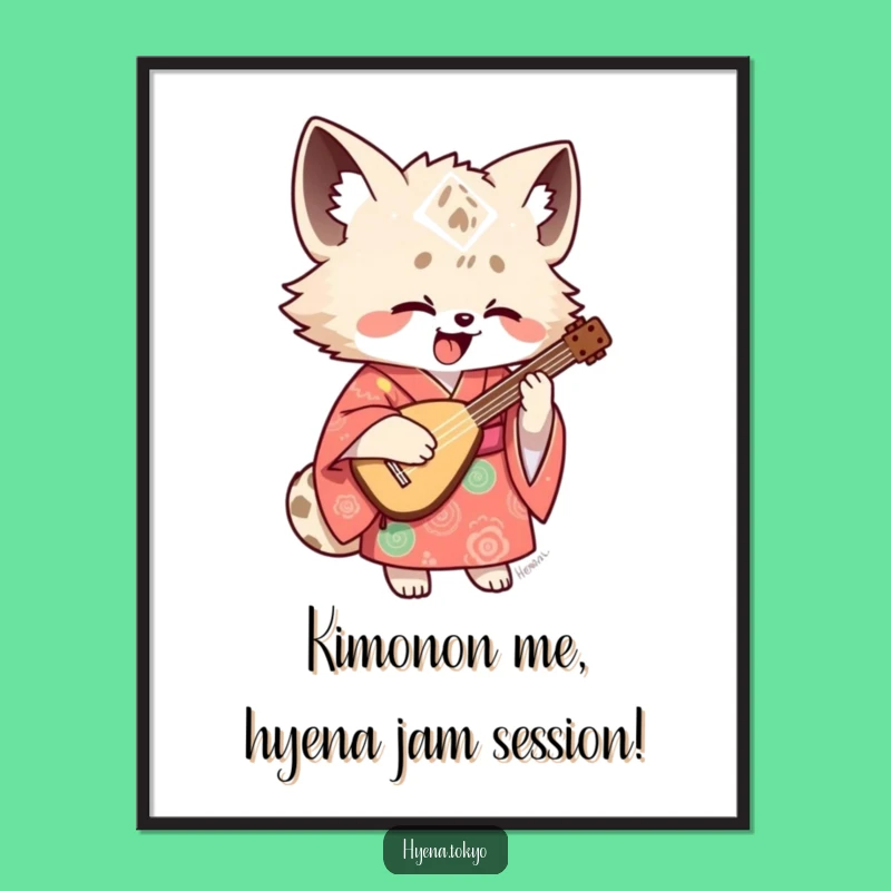 Free Printable Wall Art: Hyena Musician Kimono Style, Funny Downloadable Decor