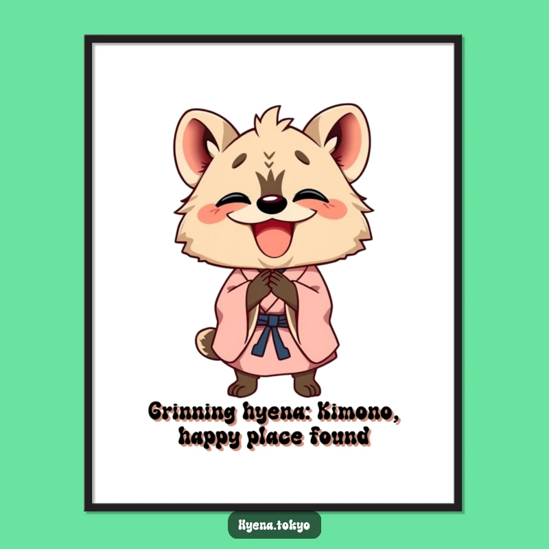 Free Printable Wall Art: Grinning Hyena Kimono Art, Funny Downloadable Decor