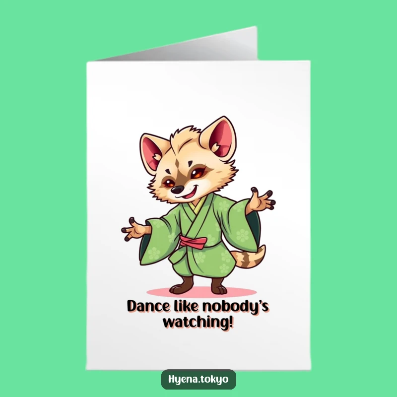 Free Printable Birthday Card: Dancing Hyena - Funny Downloadable Greeting for a Groovy Celebration!
