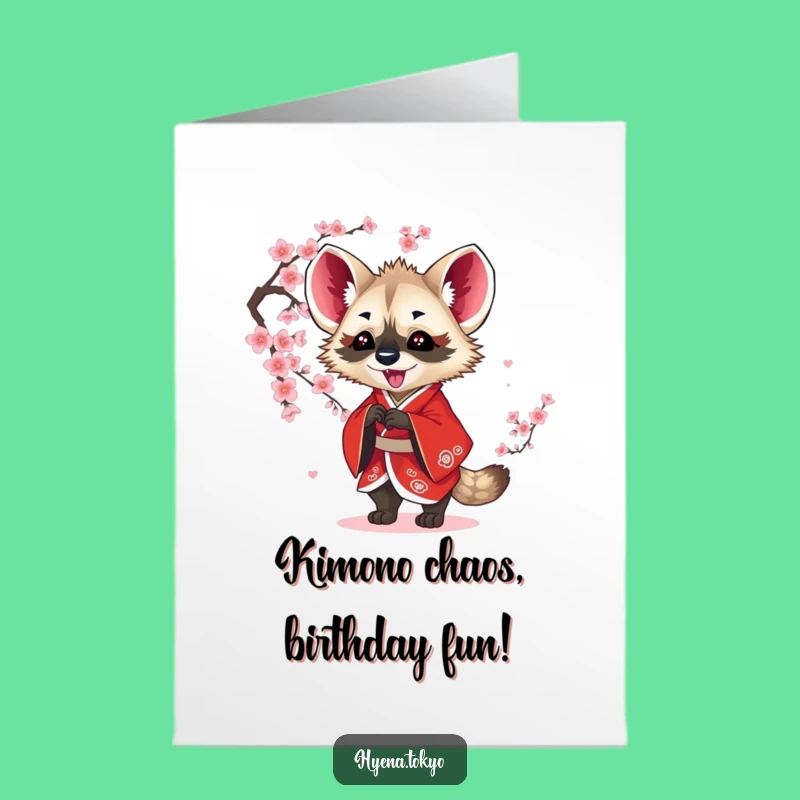 Funny Birthday Hyena Kimono Free Printable Card - Hilarious Downloadable Gift