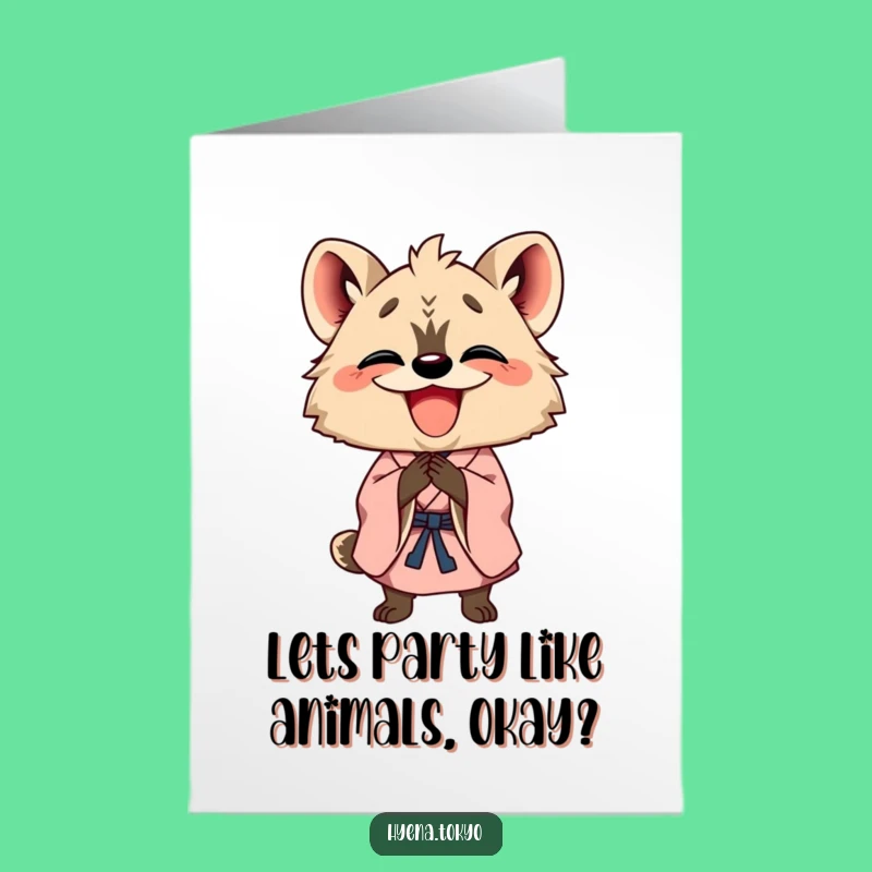 Free Printable Birthday Card: Grinning Hyena Bow, Hilarious Downloadable Greeting