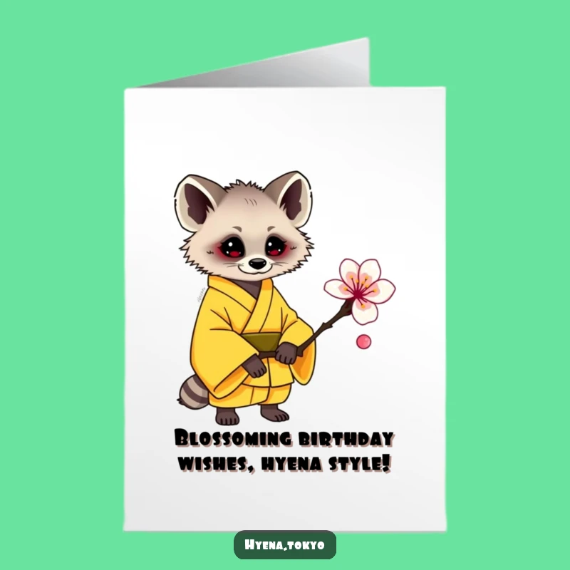 Sunny Hyena Birthday Kimono Free Printable Card - Cute Downloadable Gift