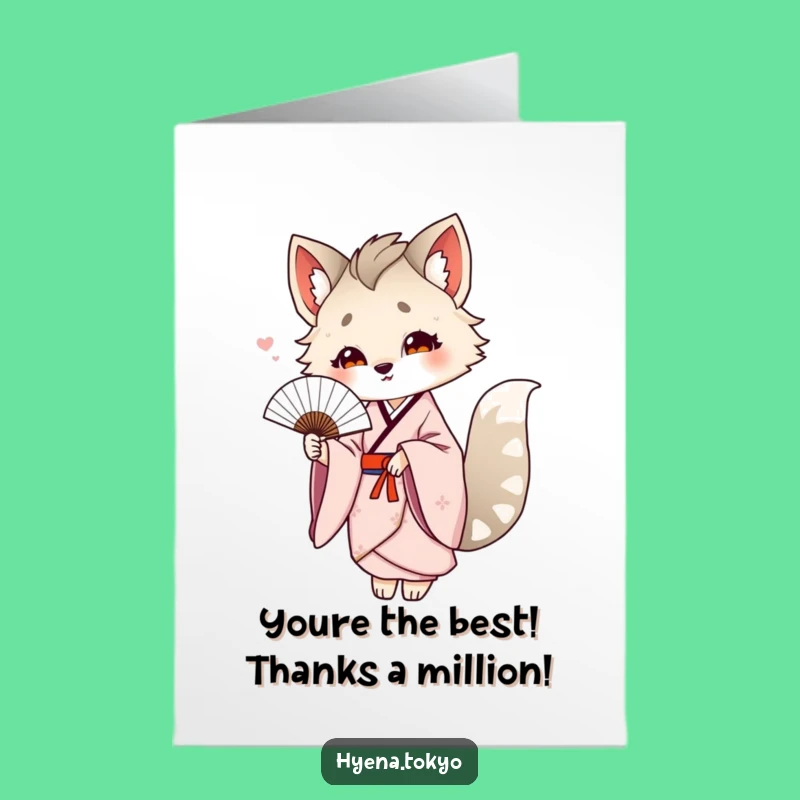 Free Printable Thank You Card: Grateful Hyena's Fan, Downloadable Appreciation