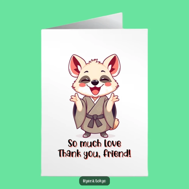 Free Printable Thank You Card: Grateful Hyena's Kimono Gesture, Downloadable Thanks