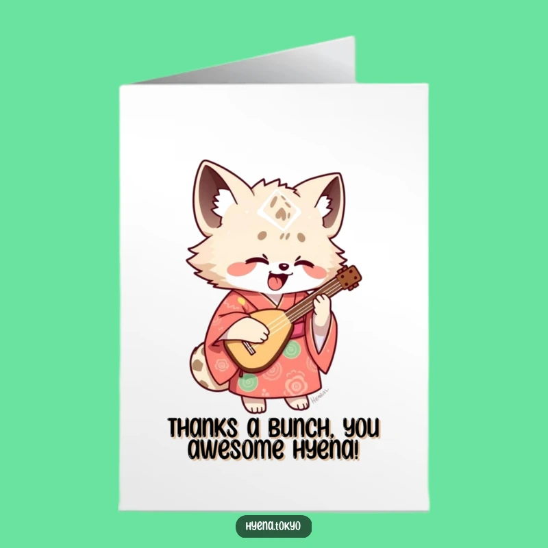 Free Printable Thank You Card: Musical Hyena's Gratitude, Downloadable Appreciation Gift