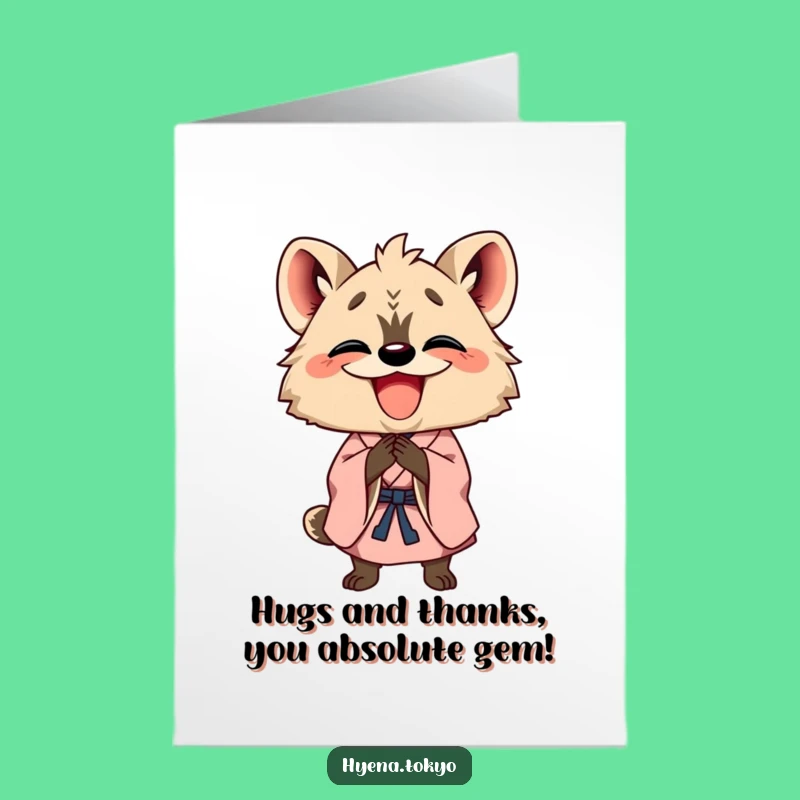 Free Printable Thank You Card: Grateful Hyena's Bow, Downloadable Appreciation
