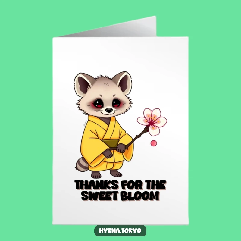 Hyena Blossom Kimono Thank You Free Printable Card - Heartfelt Downloadable Gift